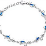 Bling Jewelry Collier Dauphins Opale Bleue Argent Sterling