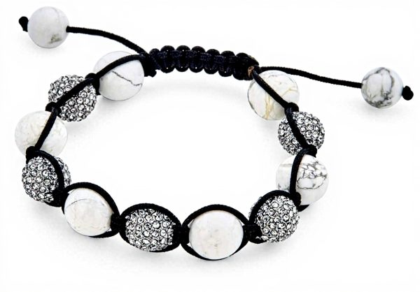 Bracelet Shamballa Hématite Cristal 12mm Bling Jewelry Homme