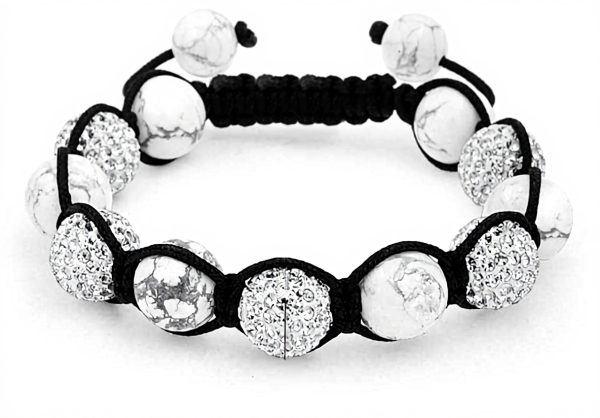 Bracelet Shamballa Hématite Cristal 12mm Bling Jewelry Homme