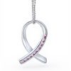 Pendentif émail opale ruban rose cancer du sein Bling