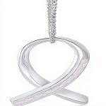 Pendentif émail opale ruban rose cancer du sein Bling