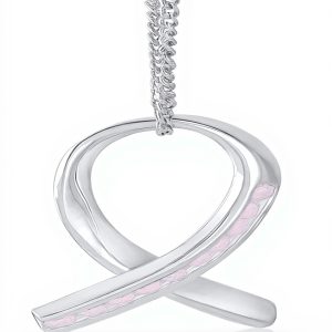 Pendentif émail opale ruban rose cancer du sein Bling
