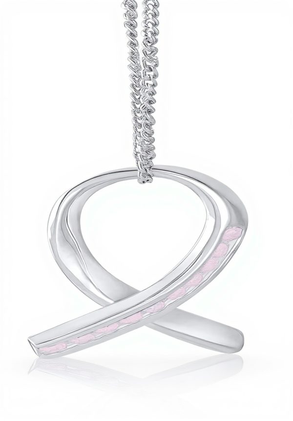 Pendentif émail opale ruban rose cancer du sein Bling