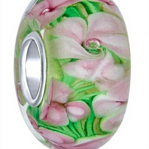 Perle despacement verre Murano argent sterling fleur femme
