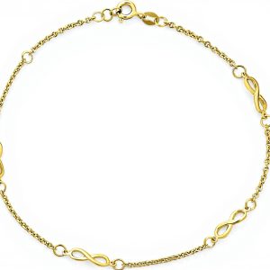 Bracelet de cheville coeur infini argent sterling Bling