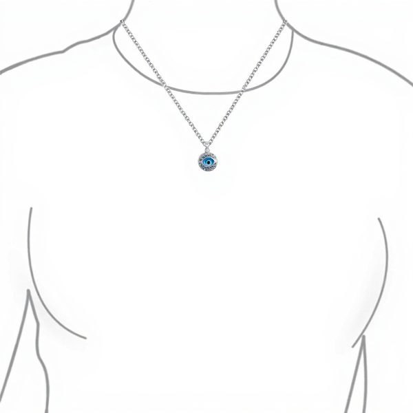 Amulette Nazar Bleu Pendentif Argent Sterling Protection
