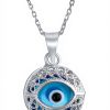 Amulette Nazar Bleu Pendentif Argent Sterling Protection