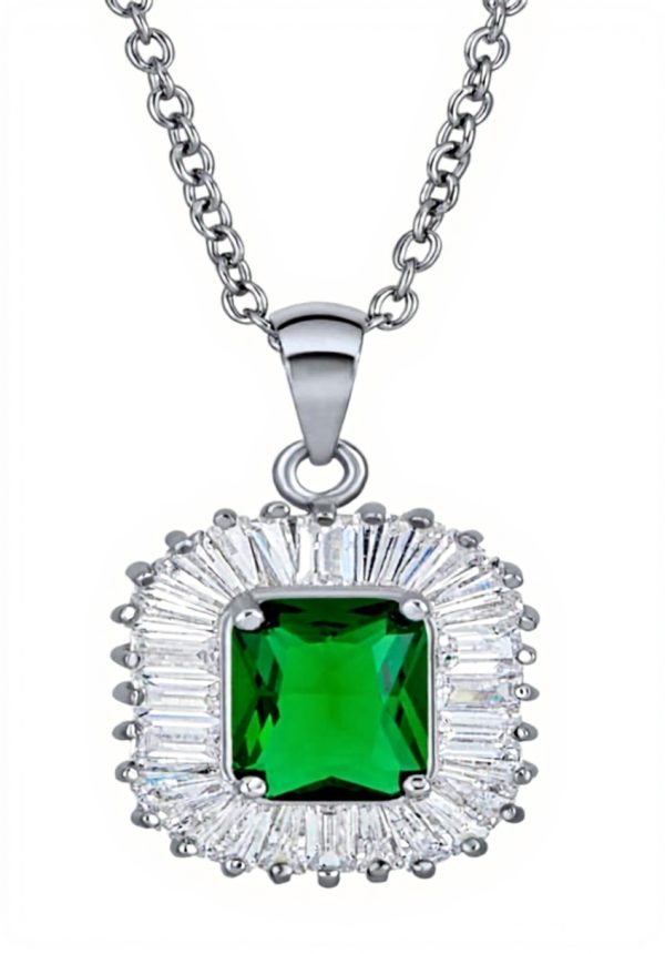 Collier Art Déco Émeraude Simulée Bling Jewelry CZ