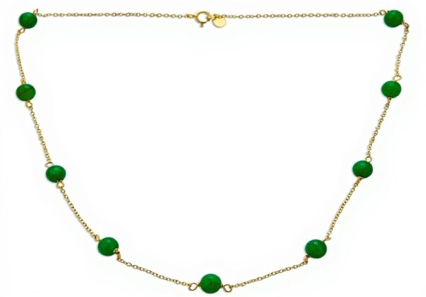 Collier jade vert Bling Jewelry chaîne argent or style tin