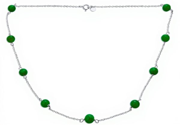 Collier jade vert Bling Jewelry style tin cup femmes argent