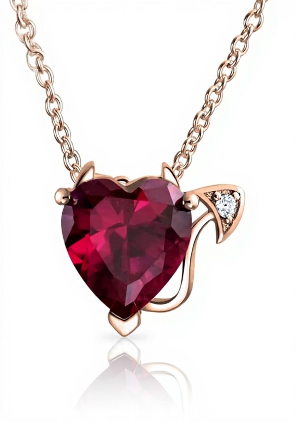 Collier cœur diable zircon cubique rubis Bling Jewelry