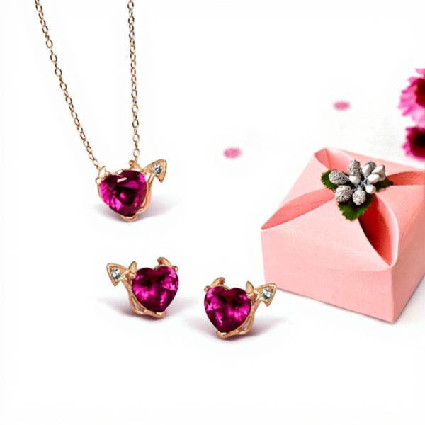 Collier cœur diable zircon cubique rubis Bling Jewelry