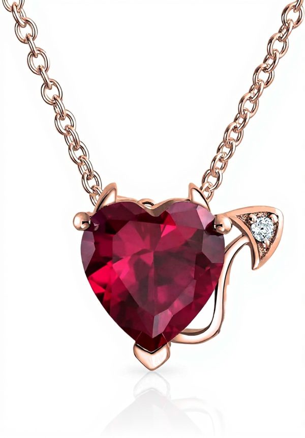 Collier cœur diable zircon cubique rubis Bling Jewelry