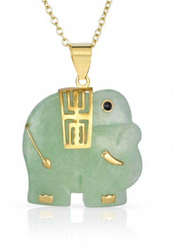 Collier éléphant jade vert Bling Jewelry argent sterling