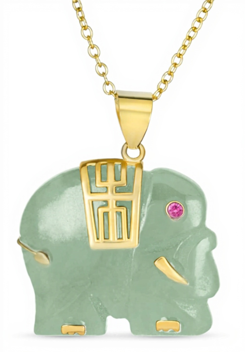 Collier éléphant jade vert Bling Jewelry argent sterling