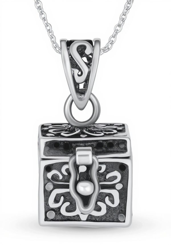 Collier pendentif boîte à prières argent sterling vintage
