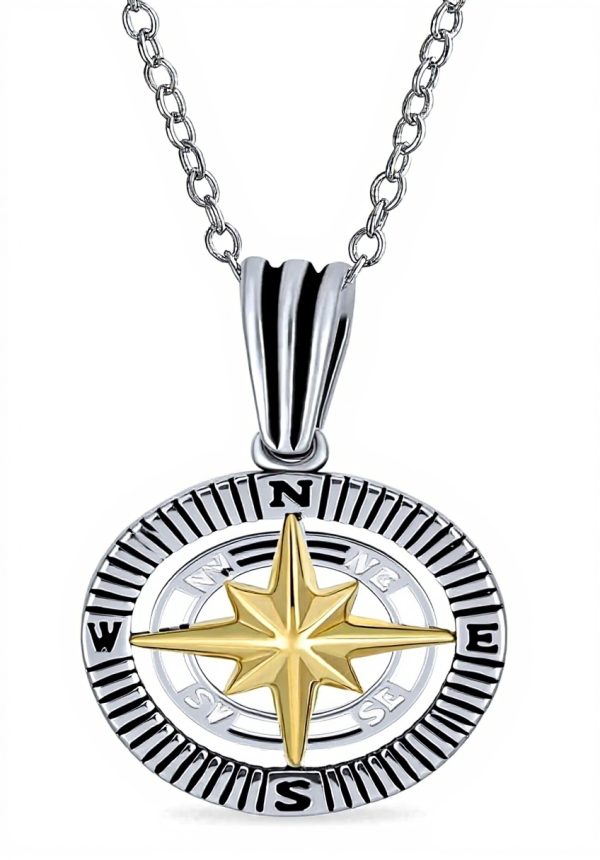 Collier boussole viking Bling Jewelry argent sterling unisex