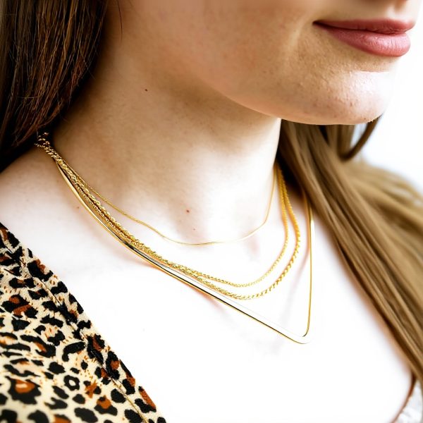 Collier ras du cou Bling Jewelry or jaune 14 carats design V