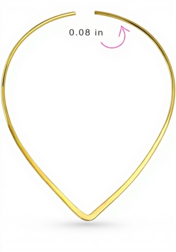 Collier ras du cou Bling Jewelry or jaune 14 carats design V