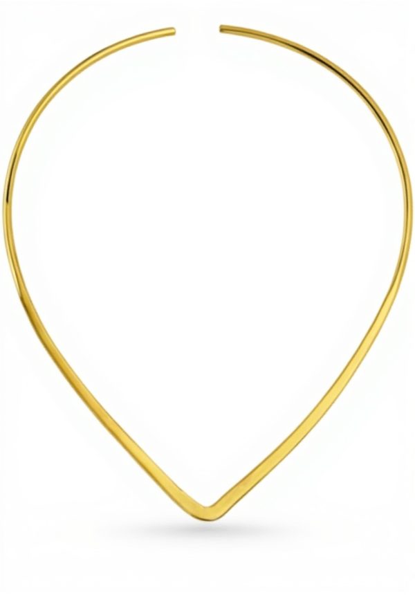 Collier ras du cou Bling Jewelry or jaune 14 carats design V