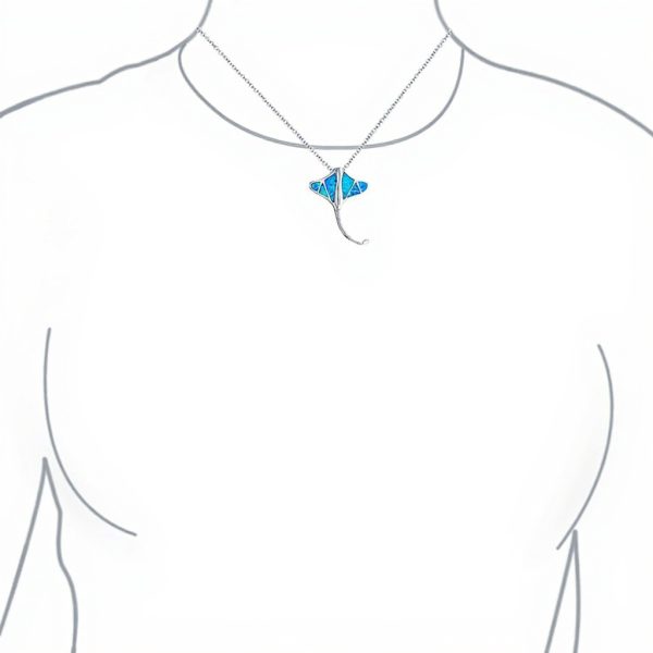 Pendentif raie manta opale bleue argent sterling Bling