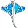 Pendentif raie manta opale bleue argent sterling Bling