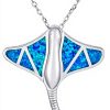 Pendentif raie manta opale bleue argent sterling Bling