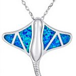 Pendentif raie manta opale bleue argent sterling Bling