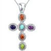 Collier femme argent sterling croix turquoise bijoux