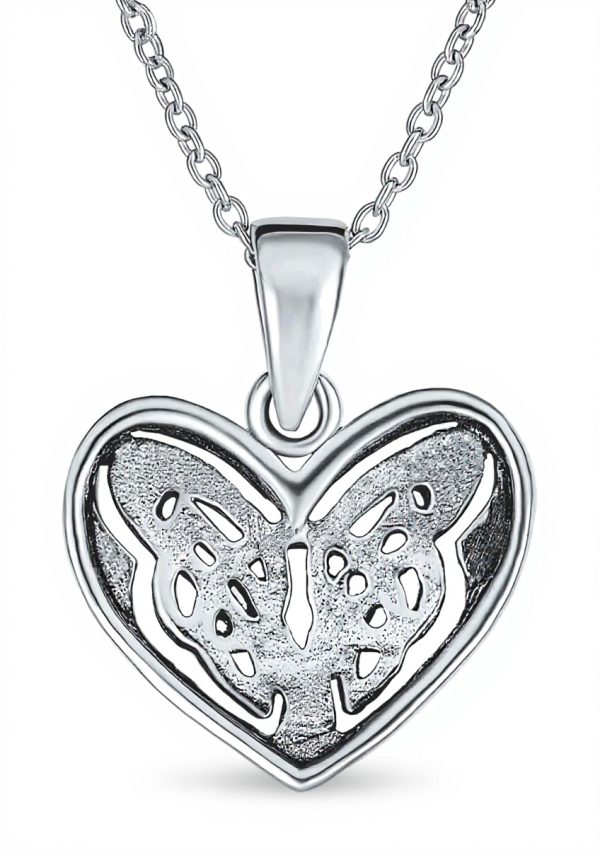 Boucles doreilles cœur papillon argent sterling 925 femmes