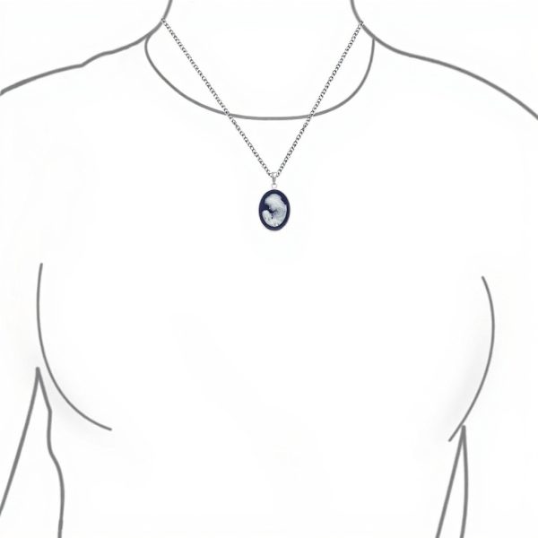 Collier camée victorien argent sterling 925 gravé