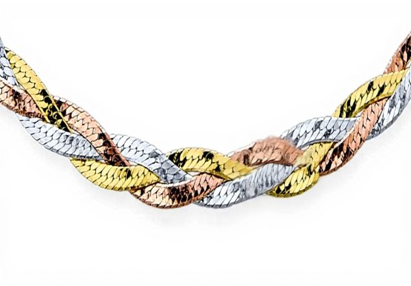 Collier or jaune 14K torsadé serpent Bling Jewelry femmes