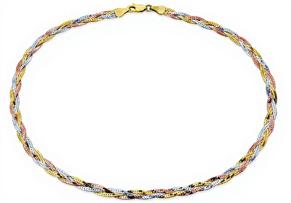 Collier or jaune 14K torsadé serpent Bling Jewelry femmes