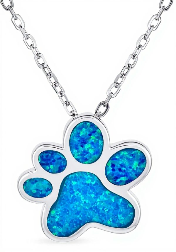 Collier pendentif opale bleue Bling Jewelry pour amoureux