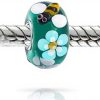 Perle jardin insecte argent sterling verre Murano bracelet