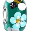 Perle jardin insecte argent sterling verre Murano bracelet