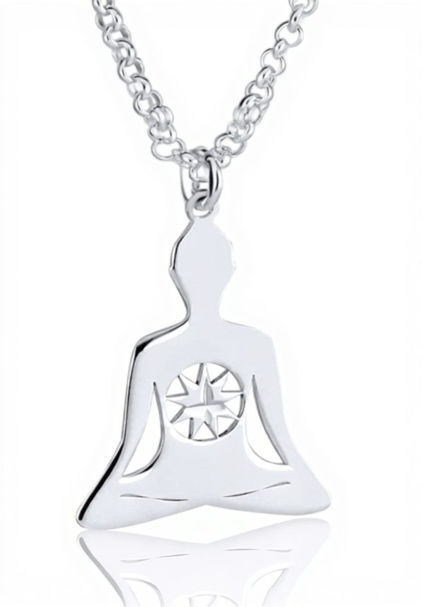 Collier Bouddha Argent Sterling Yoga Pendentif Aum Om Femmes