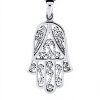Collier Hamsa Main de Dieu Bling Jewelry Zirconium Bleu