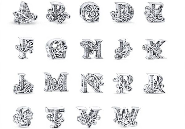 Charme lettre A-Z argent sterling Bling Jewelry perle