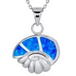 Collier coquille opale bleue argent sterling Bling Jewelry